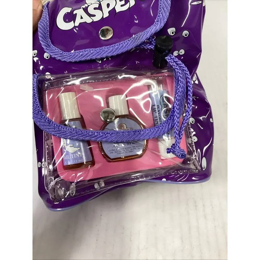 Vintage Casper Sack Pack NOS 1996 Childs 3pc Make-up Set Backpack Rare